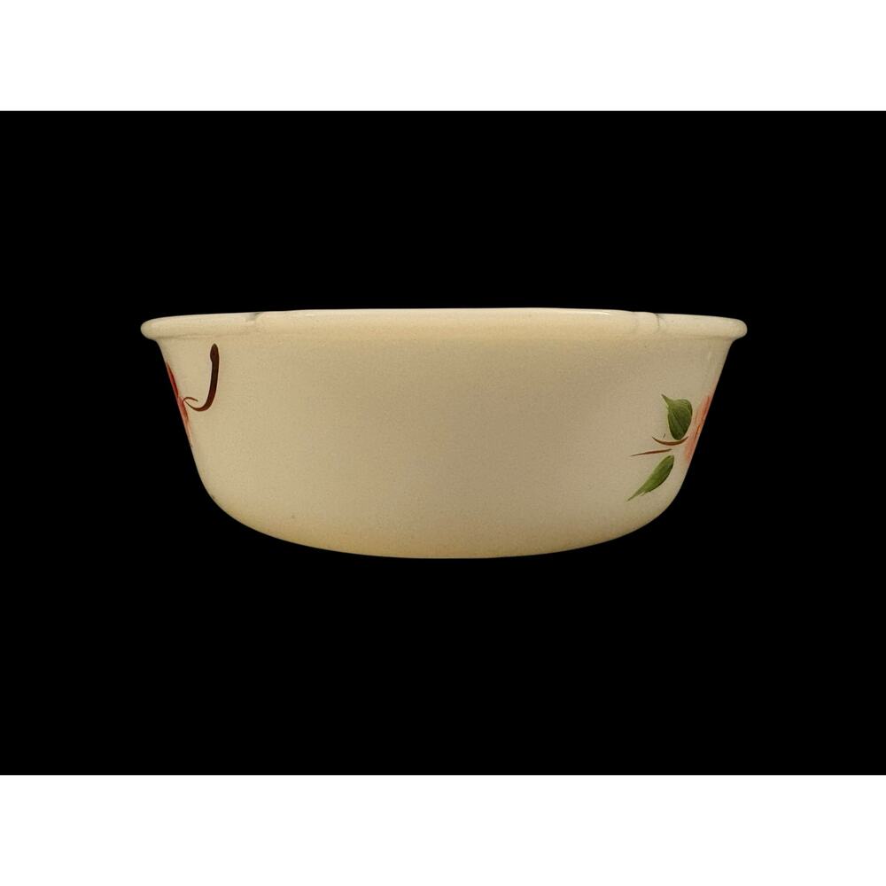 Anchor Hocking Fire-King Milk Glass Casserole Dish Peach Blossom" or "Dogwood" - Picture 2 of 7
